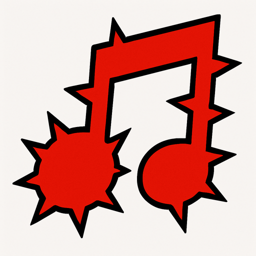 Red Spike "Music Note" shape.
In-Game asset.  2d.  High contrast.  No shadows