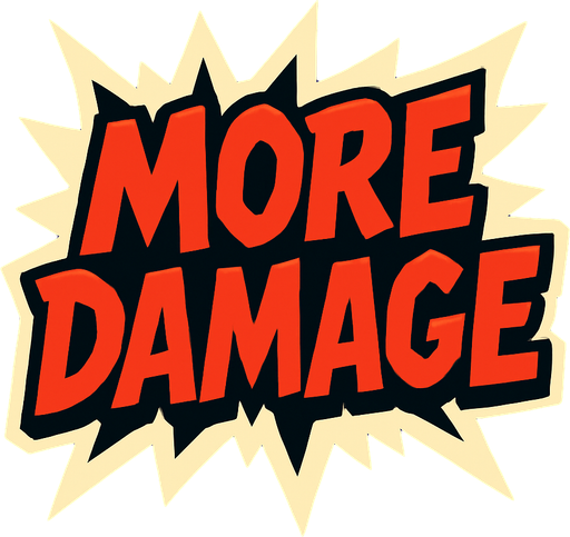 mas daño pero escrito en ingles.
In-Game asset.  2d.  High contrast.  No shadows