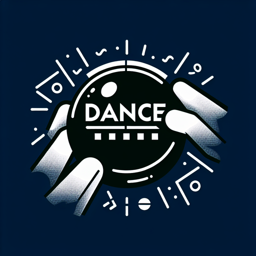 black button with white lined and rounder corners, 'Dance' text on the center