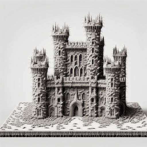 a castle made out of fleas.
Single Game Texture. In-Game asset. 2d. Blank background. High contrast. No shadows.