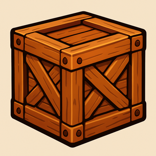 A wooden crate.
In-Game asset.  2d.  High contrast.  No shadows