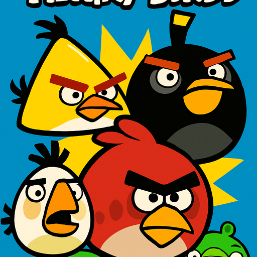 Angry birds vertical poster.
In-Game asset.  2d.  High contrast.  No shadows