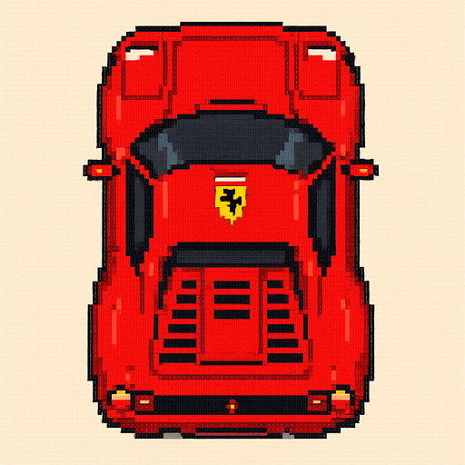 pixel art ferrari bird's eye view.
In-Game asset.  2d.  High contrast.  No shadows