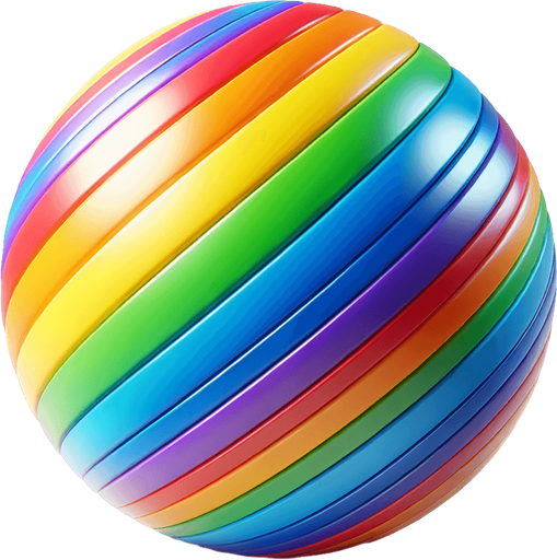 Rainbow ball.
Single Game Texture. In-Game asset. 2d. Blank background. High contrast. No shadows.