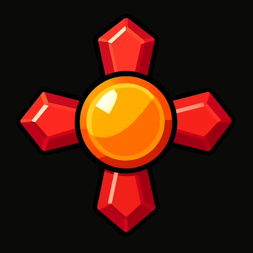 Crossbomb gem.
In-Game asset.  2d.  High contrast.  No shadows