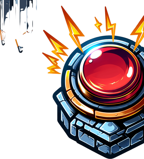 strong button, cartoon, blank background, 2d.
Single Game Texture.  In-Game asset.  2d.  Blank background.  High contrast.  No shadows