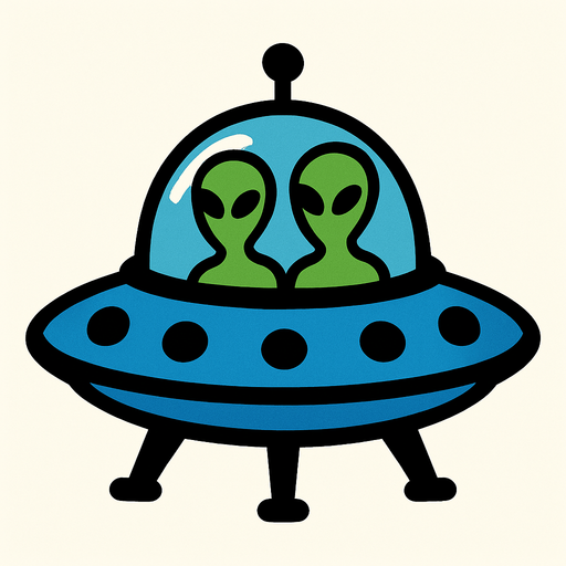A UFO with aliens inside.
In-Game asset.  2d.  High contrast.  No shadows