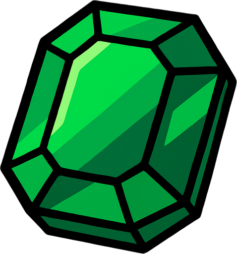 zümrüt.
In-Game asset.  2d.  High contrast.  No shadows