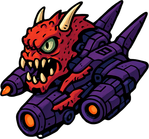 monster space ship.
In-Game asset.  2d.  High contrast.  No shadows