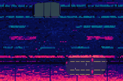 cyberpunk pixel art asphalt street. In-Game asset. 2d. High contrast. No shadows, street debris