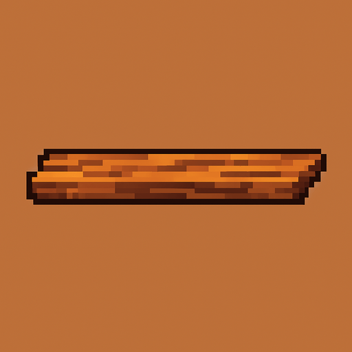 Tabla de madera vista de costado, muy fina. Pixel art.
In-Game asset.  2d.  High contrast.  No shadows