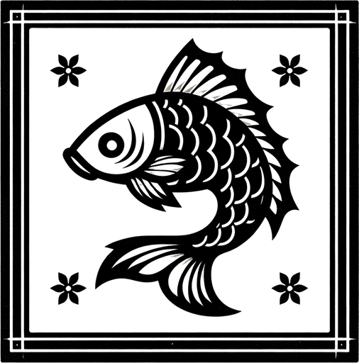 japon balığı.
Single Game Texture. In-Game asset. 2d. Blank background. High contrast. No shadows.