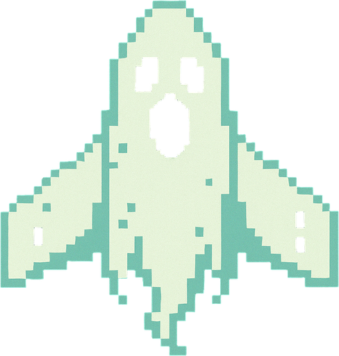 Звездолет оформление в стиле призрака пиксельный вид сверху.
In-Game asset.  2d.  High contrast.  No shadows