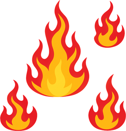 group of fire.
In-Game asset.  2d.  High contrast.  No shadows