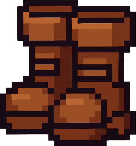 brown pixel 2dd game boots.
In-Game asset.  2d.  High contrast.  No shadows