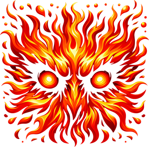 fire with eyes and mouth.
Single Game Texture.  In-Game asset.  2d.  High contrast.  No shadows