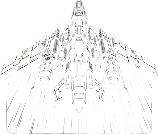 enemy ship facing up.
Single Game Texture.  In-Game asset.  2d.  Blank background.  High contrast.  No shadows