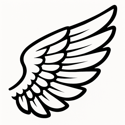 White bird wing.
In-Game asset.  2d.  High contrast.  No shadows