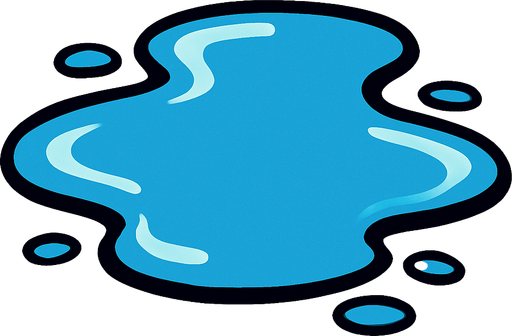 puddle of water.
In-Game asset.  2d.  High contrast.  No shadows