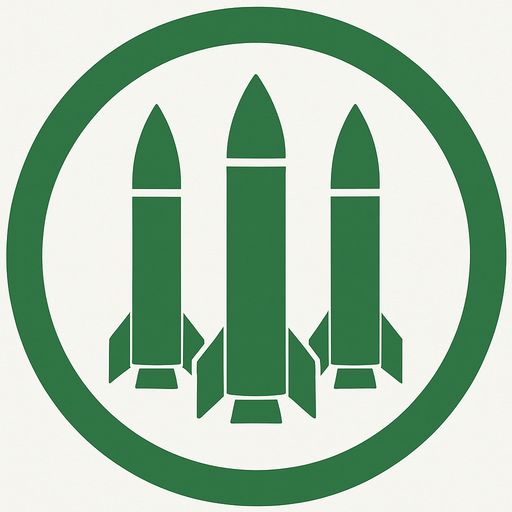 Add green 3 piece of Missilles art image into this ring middle