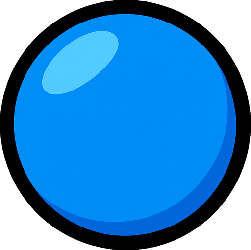 blue ball.
In-Game asset.  2d.  High contrast.  No shadows