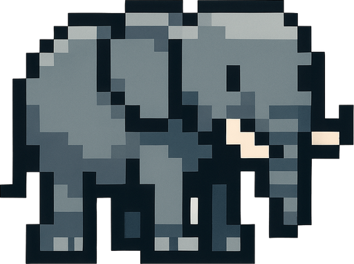 elephant pixel.
In-Game asset.  2d.  High contrast.  No shadows