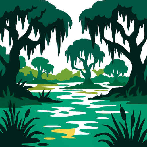 Fond d'écran marécages.
In-Game asset.  2d.  High contrast.  No shadows