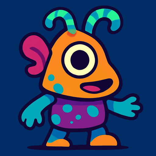 Garip bir oyun karakteri 3d pixar tarzı.
In-Game asset.  2d.  High contrast.  No shadows