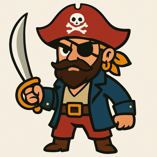 Pirate 2D.
In-Game asset.  2d.  High contrast.  No shadows