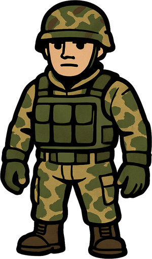 soldier without weopen.
In-Game asset.  2d.  High contrast.  No shadows