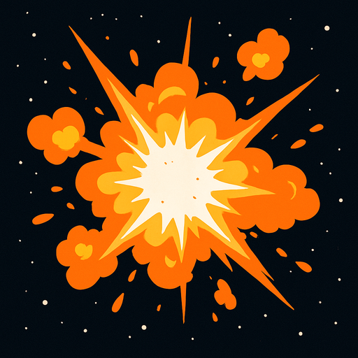 explosion in space.
In-Game asset.  2d.  High contrast.  No shadows