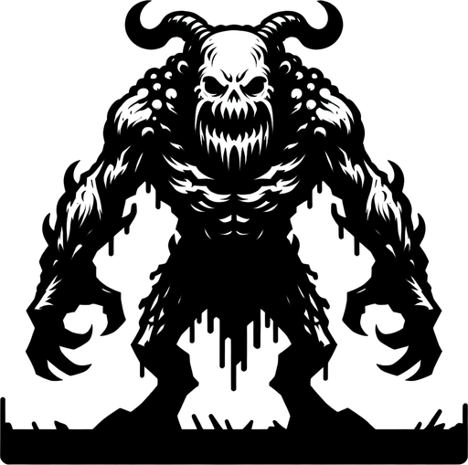 Make a spooky monster that wants to kill you.
Single Game Texture.  In-Game asset.  2d.  Blank background.  High contrast.  No shadows