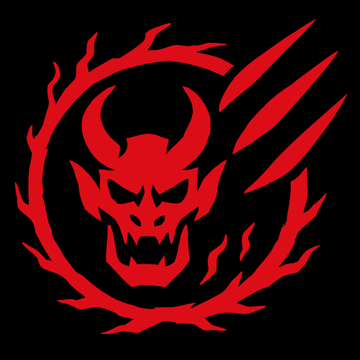 attack red black hell a round.
In-Game asset.  2d.  High contrast.  No shadows