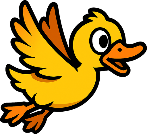 cartoon duck fly style.
In-Game asset.  2d.  High contrast.  No shadows