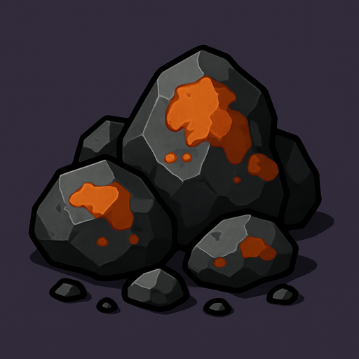 Iron cevheri - yazısız.
In-Game asset.  2d.  High contrast.  No shadows