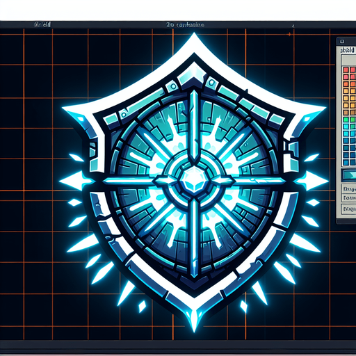 a shield power up.
Single Game Texture.  In-Game asset.  2d.  Blank background.  High contrast.  No shadows