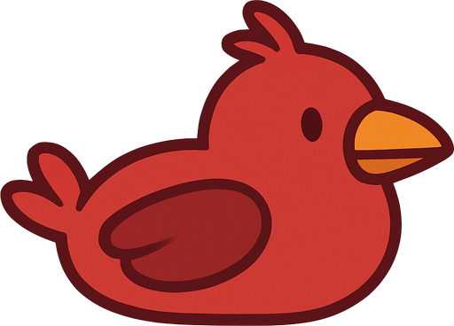 Crea un pajaro caway en 2d viendo a la derecha de color rojo acostado que con se vean las patas.
In-Game asset.  No shadows