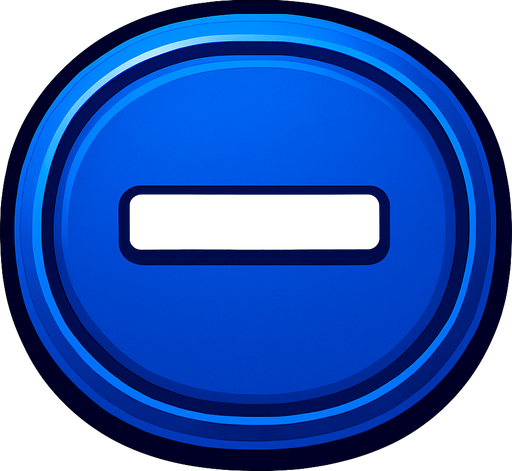 Un boton azul fuerte tipo Casino que diga "-".
In-Game asset.  2d.  High contrast.  No shadows