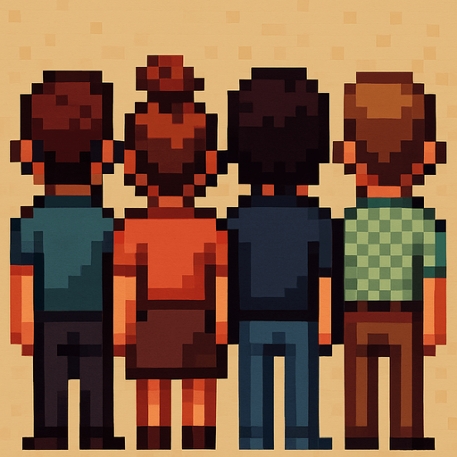 make different variations of this pixel art change hairstyle, clothing