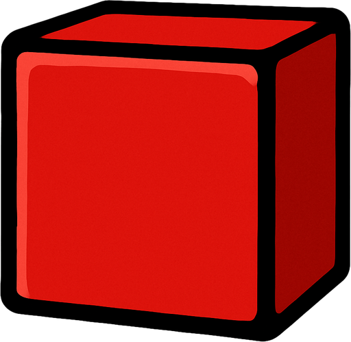 Red block.
In-Game asset.  2d.  High contrast.  No shadows