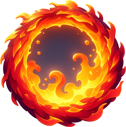 Fire circle 
Single Game Texture. In-Game asset. 3d. Blank background. High contrast. No shadows.
