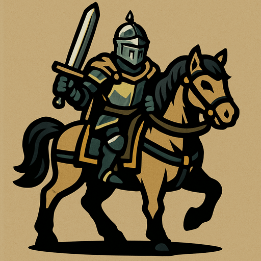 knight on horse.
In-Game asset.  2d.  High contrast.  No shadows