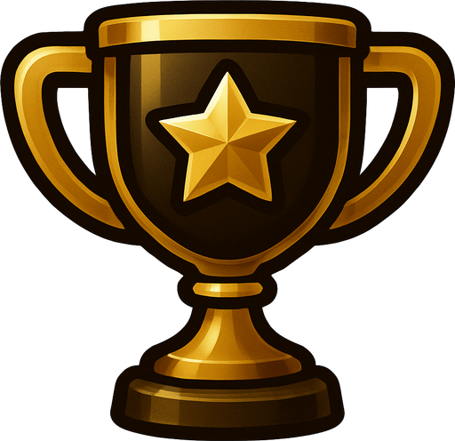 Copa de logros elegante en colores dorados oscuros y brillantes.
In-Game asset.  2d.  High contrast.  No shadows