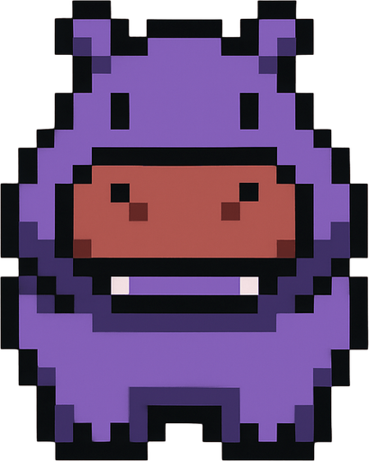 Hippo 8 bit.
In-Game asset.  2d.  High contrast.  No shadows
