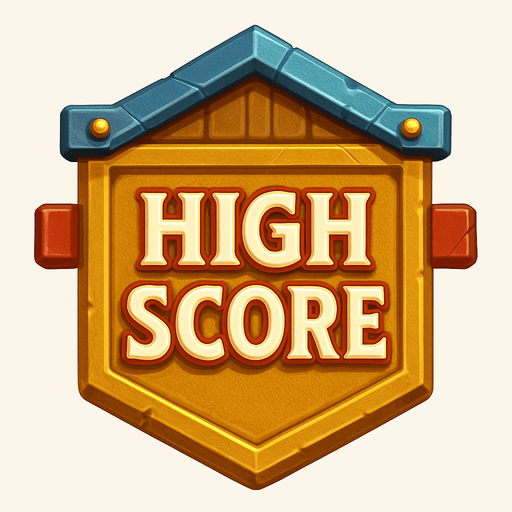 Medieval 'High score' buttons. HD colors. 
In-Game asset.  High contrast.  No shadows. 3D
