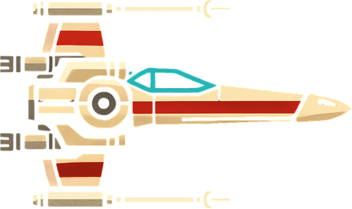 X wing side view.
In-Game asset.  2d.  High contrast.  No shadows