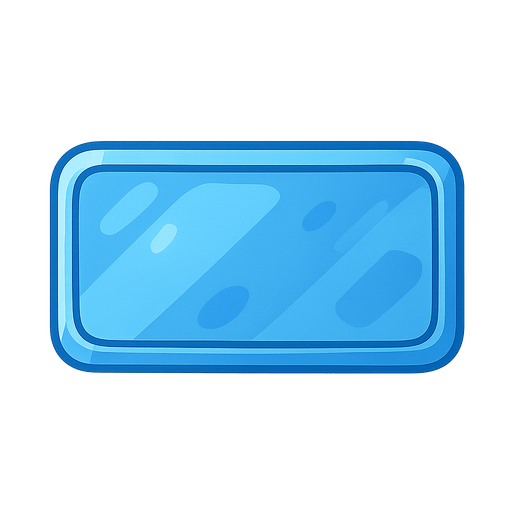Blue glass block. No background. Transparent background. Blank background. No shadows. 2d. In-Game asset. flat