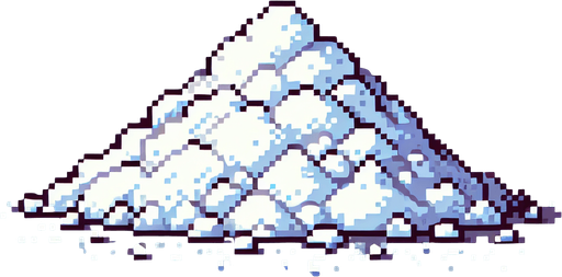 pixel art of a mound of snow.
Single Game Texture. In-Game asset. 2d. Blank background. High contrast. No shadows.