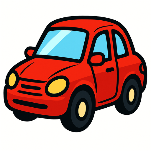 Red car.
In-Game asset.  2d.  High contrast.  No shadows