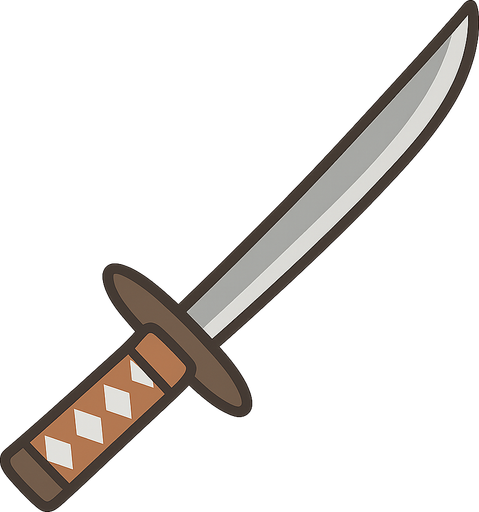 A Katana 2D. No background. Transparent background. Blank background. No shadows. 2d. In-Game asset. flat